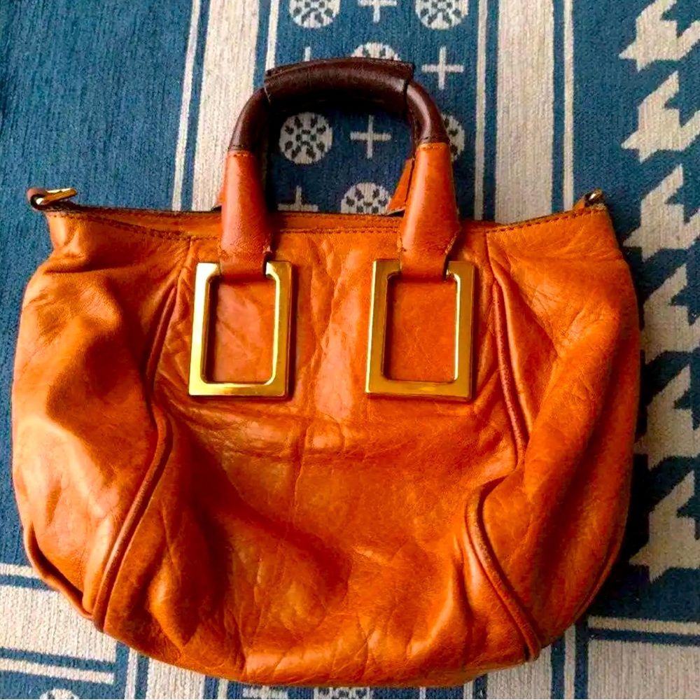 Chloe Handbag Shoulder Bag Etel Leather Brown women's made in Italy 🇮🇹